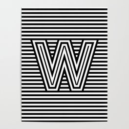 Track - Letter W - Black and White Poster | Graphic, Letterw, A Z, Individual, Optical, Stripe, Graphicdesign, Line, Typography, Initial 