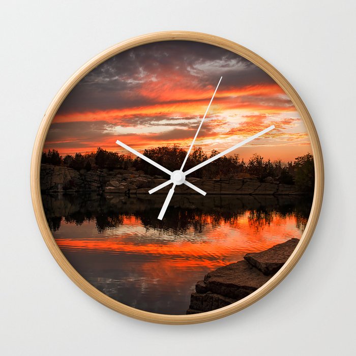 Sunset at Halibut Point Quarry Wall Clock