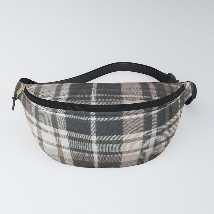 Plaid Fabric Print in Brown, Black, and White  Fanny Pack