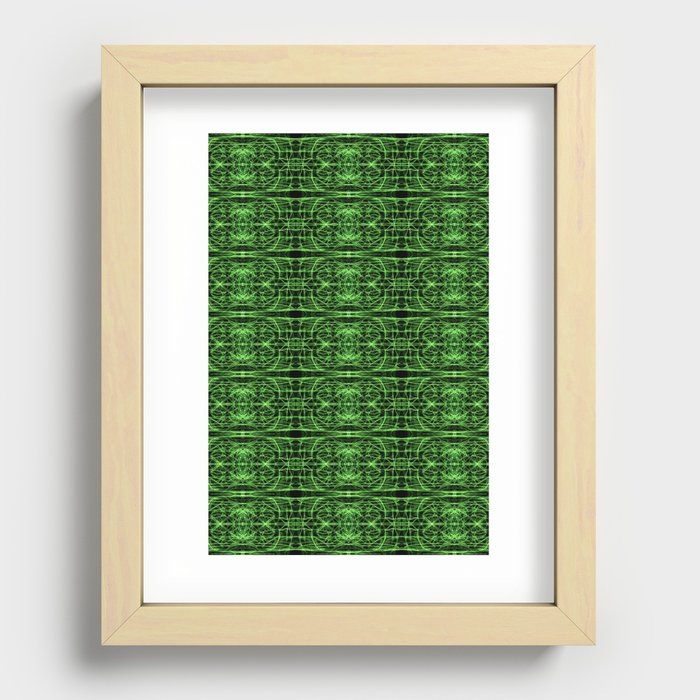 Liquid Light Series 39 ~ Green Abstract Fractal Pattern Recessed Framed Print