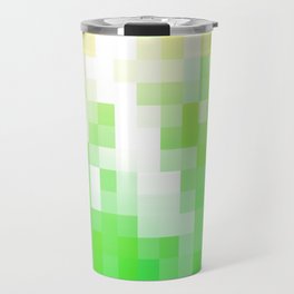 geometric pixel square pattern abstract background in green brown Travel Mug