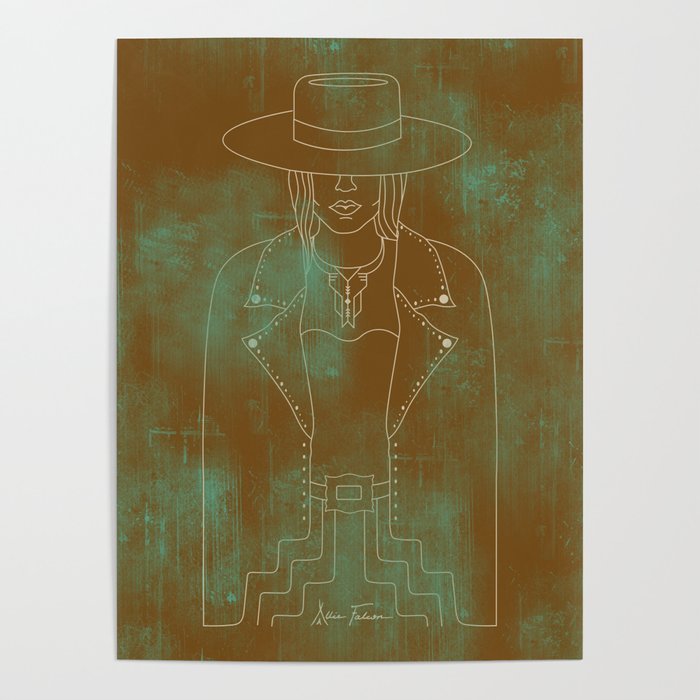 Lady Outlaw Rust & Distressed Turquoise Poster