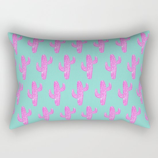 Linocut Cacti Blink Rectangular Pillow