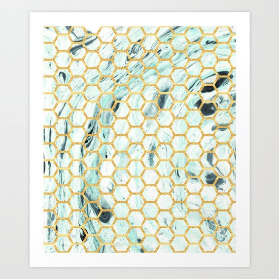 Teal + Gold #society6 #decor #buyart Art Print