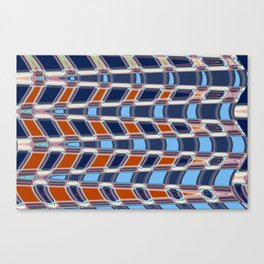 Blue And Red Geometric Wave Line Art Canvas Print