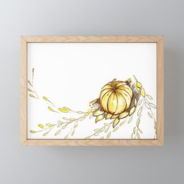 Thanksgiving Autumn Leaves and Pumpkin Fall Theme Design Framed Mini Art Print
