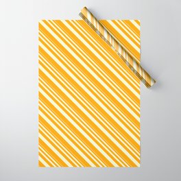 [ Thumbnail: Light Yellow and Orange Colored Lined Pattern Wrapping Paper ]
