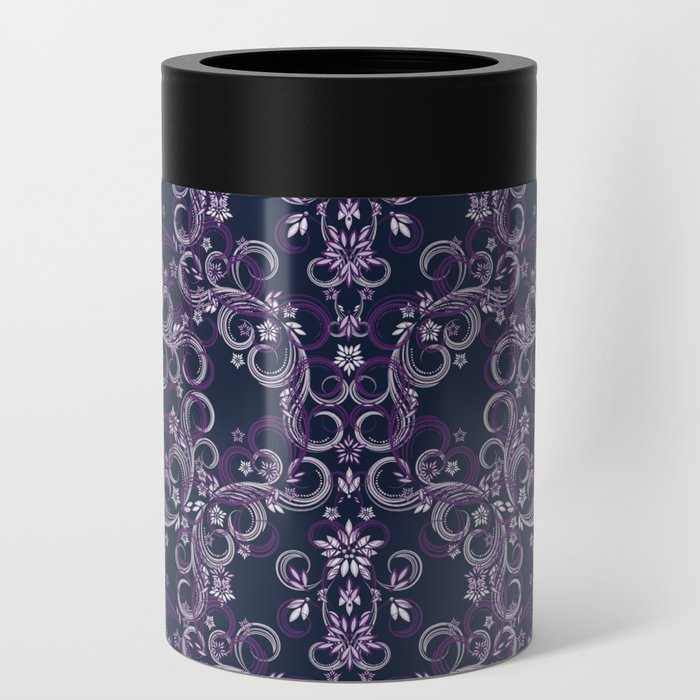 Meditation Room Seamless Floral Purple Can Cooler