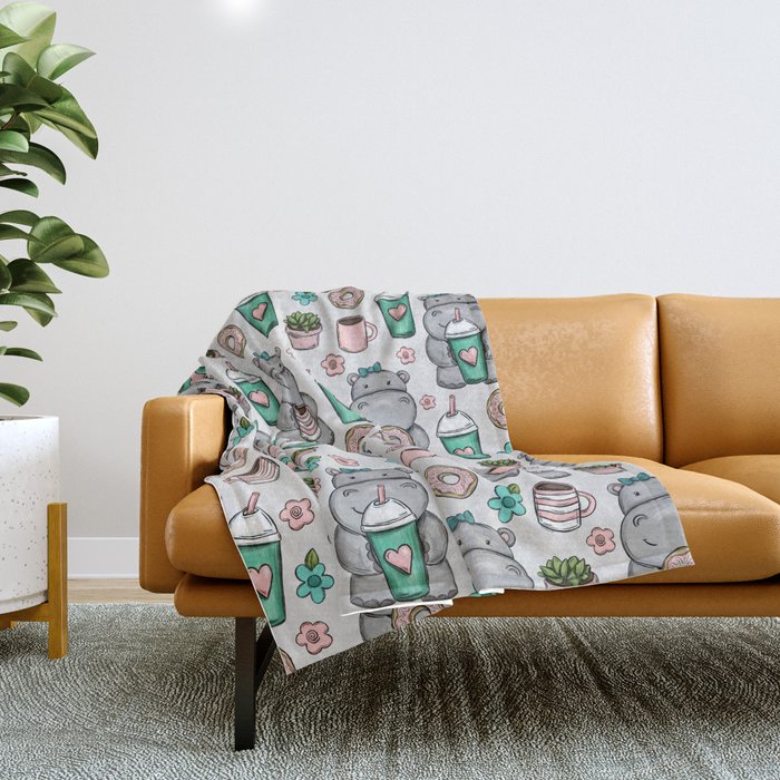 Hippo top throw blanket