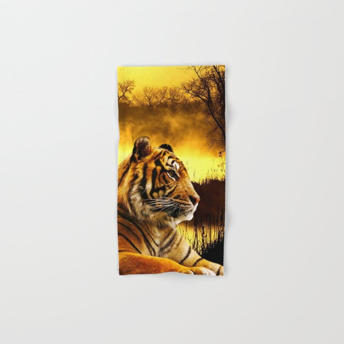Tiger and Sunset Hand & Bath Towel