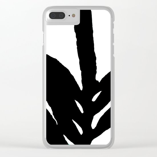Green Fern Black and White Clear iPhone Case