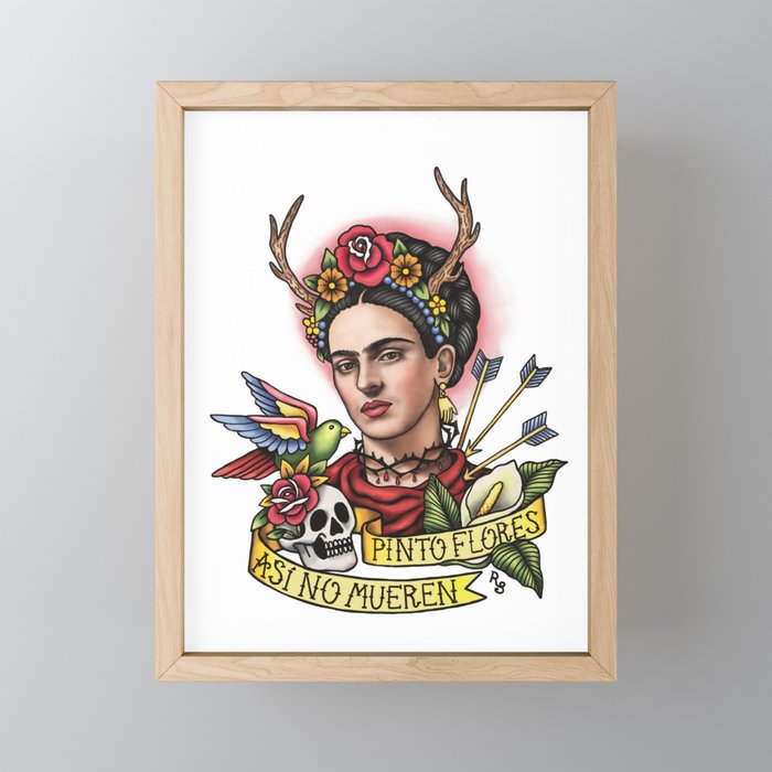 Frida Viva La Vida Tattoo Style Friducha Framed Mini Art Print