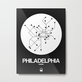 Philadelphia White Subway Map Metal Print