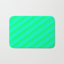 [ Thumbnail: Aqua & Green Colored Lines Pattern Bath Mat ]