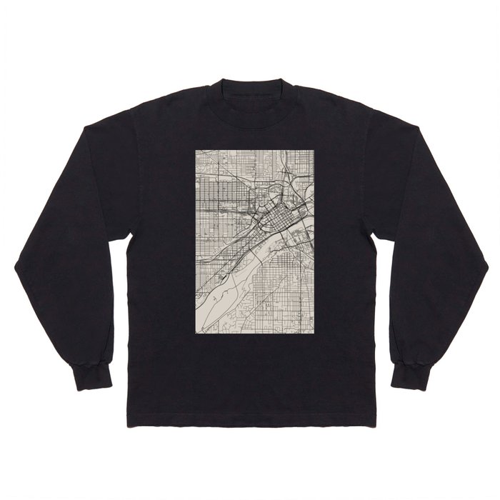 USA Saint Paul City Map Drawing - Black and White Aesthetic Long Sleeve T Shirt