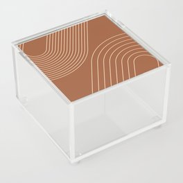 Geometric Lines Pattern 7 in Terracotta Beige (Rainbow Abstract) Acrylic Box