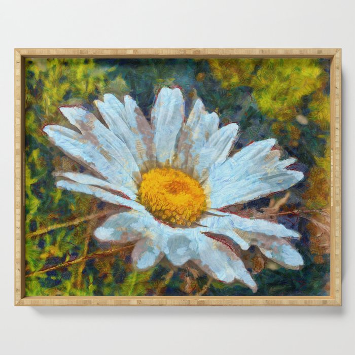Artistic Close Up of a Shasta Daisy Flower  Serving Tray