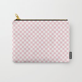 White and Light Millennial Pink Pastel Color Checkerboard Carry-All Pouch