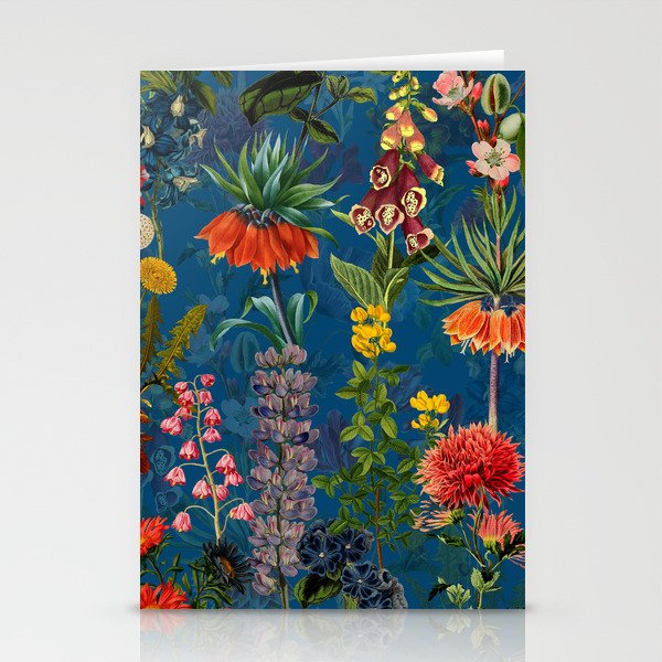 Vintage & Shabby Chic - Blue Midnight Spring Botancial Flower Garden Stationery Cards