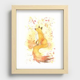Watercolor Autumn Fox Recessed Framed Print