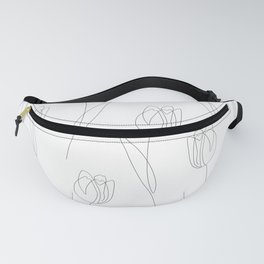 White Tulip / single flower line drawing Fanny Pack
