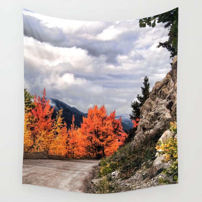Autumn Mountain Road Wall Tapestry by AwakeningLight Society6