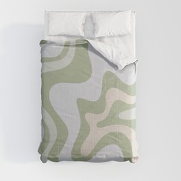 Liquid Swirl Contemporary Abstract Pattern in Light Sage Green Comforter