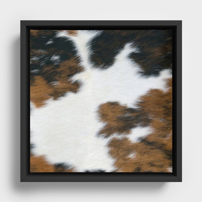 Farmhouse Tan + White Spotty Cowhide Framed Canvas