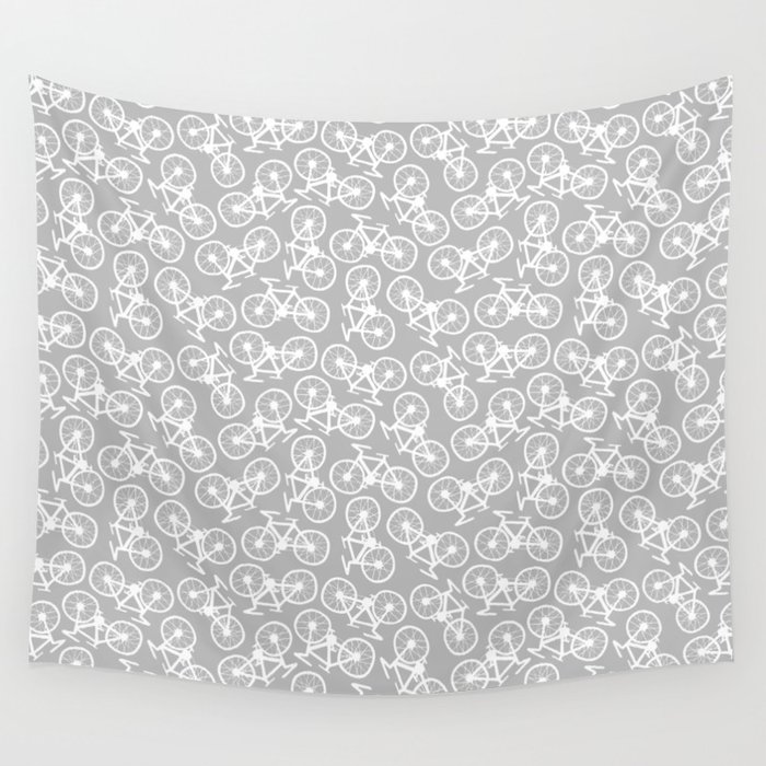 Bicycles on Grey Wall Tapestry