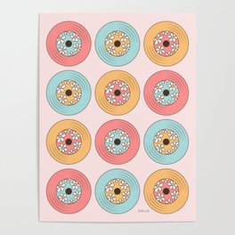 Groovy Vinyl Records, Colorful with Daisy Poster