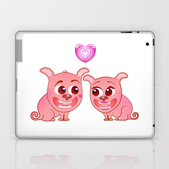 Two Pugs in Love on a Romantic Date.  Laptop & iPad Skin