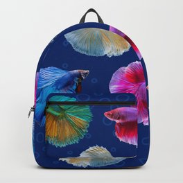 Trendy Betta Fish Navy Blue Pattern Backpack