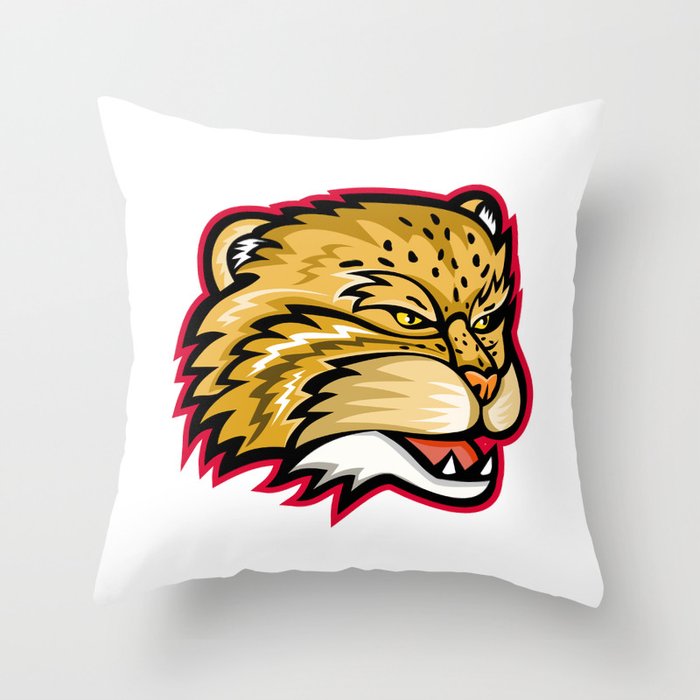 Manul or Pallas Cat Head Mascot Throw Pillow