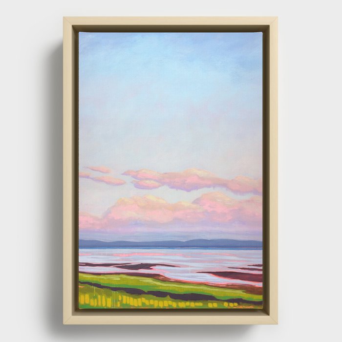 Peaceful Evening Water Scene Framed Canvas