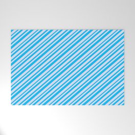 [ Thumbnail: Lavender and Deep Sky Blue Colored Lines/Stripes Pattern Welcome Mat ]