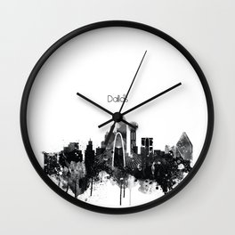 Dallas TexasBlack White Skyline Poster Wall Clock | Modernarhitecture, Artcanvas, Cityimage, Painting, Skyline, Abstract, Print, Citycape, Digital, Picture 