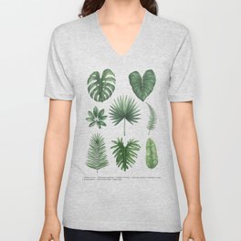 Tropical Leaves V Neck T Shirt