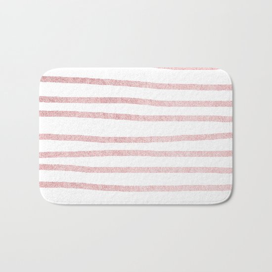 Simply Drawn Stripes in Rose Gold Sunset Bath Mat