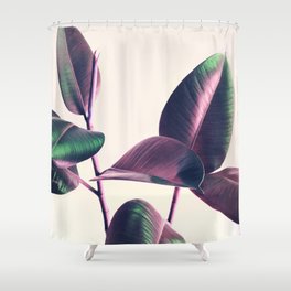 Pink and Green Iridescent Leaves Shower Curtain