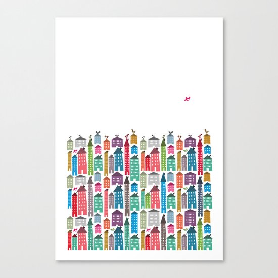 Houses and Birds Canvas Print