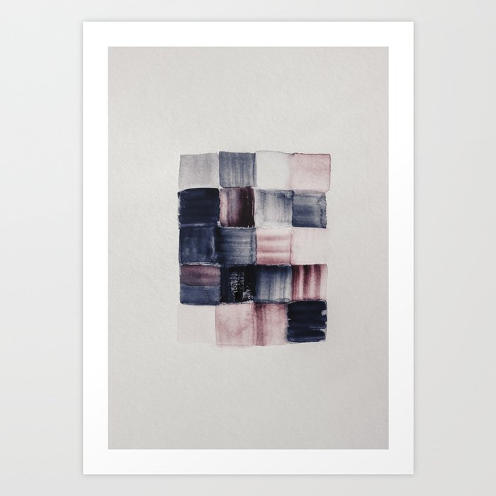 Abstract - Minimal Purple Mauve square shapes Art Print