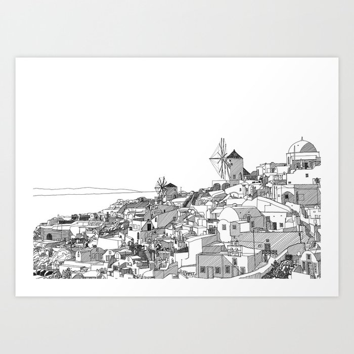 Santorini Art. Santorini, Greece. Architecture Art. Architecture Gift. Greece Travel Gift. Art Print