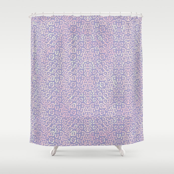 Lavender Purple Cat Print Animal Pattern with a Blush of Pink Shower Curtain