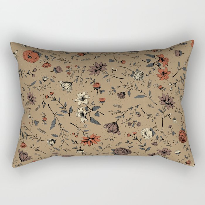 Flower Pattern Rectangular Pillow