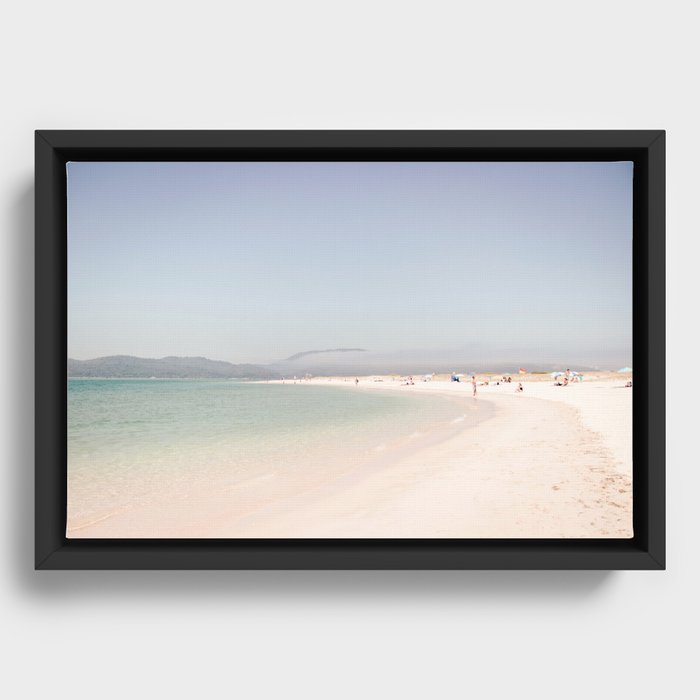 At The Beach (three) - minimal beach series - ocean sea photography by Ingrid Beddoes Framed Canvas