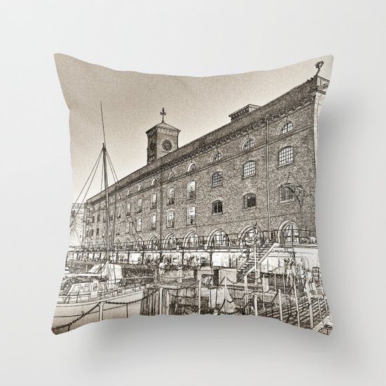 St Katherine's Dock London sketch Throw Pillow
