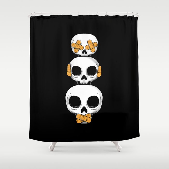 Cute Skulls No Evil II Shower Curtain