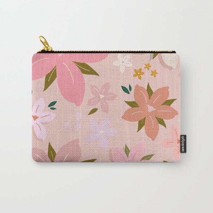 Les Fleurs | 05 - Floral Art Blush Pink Flowers Carry-All Pouch