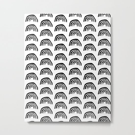 Rainbows modern minimal painting abstract non binary gender neutral black and white art illustration Metal Print
