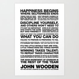 John Wooden Motivational Quotes Art Print